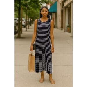 Hilary Radley Navy and White Stripe Tank Dress Size 3X